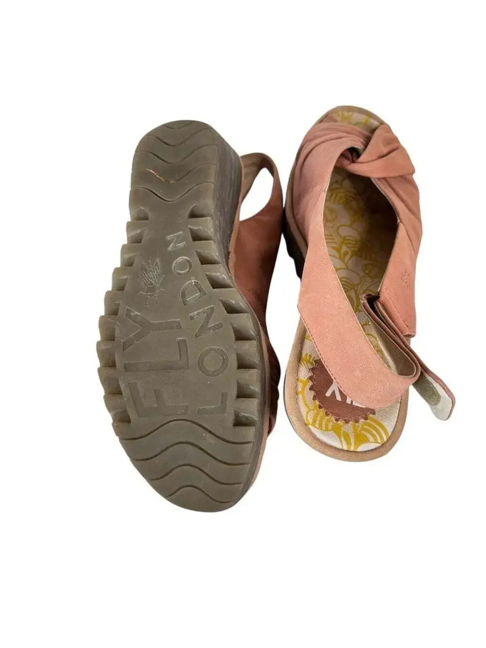 Fly London Yakin Slingback Wedge Sandals Leather Twist Front Platform EU 41
